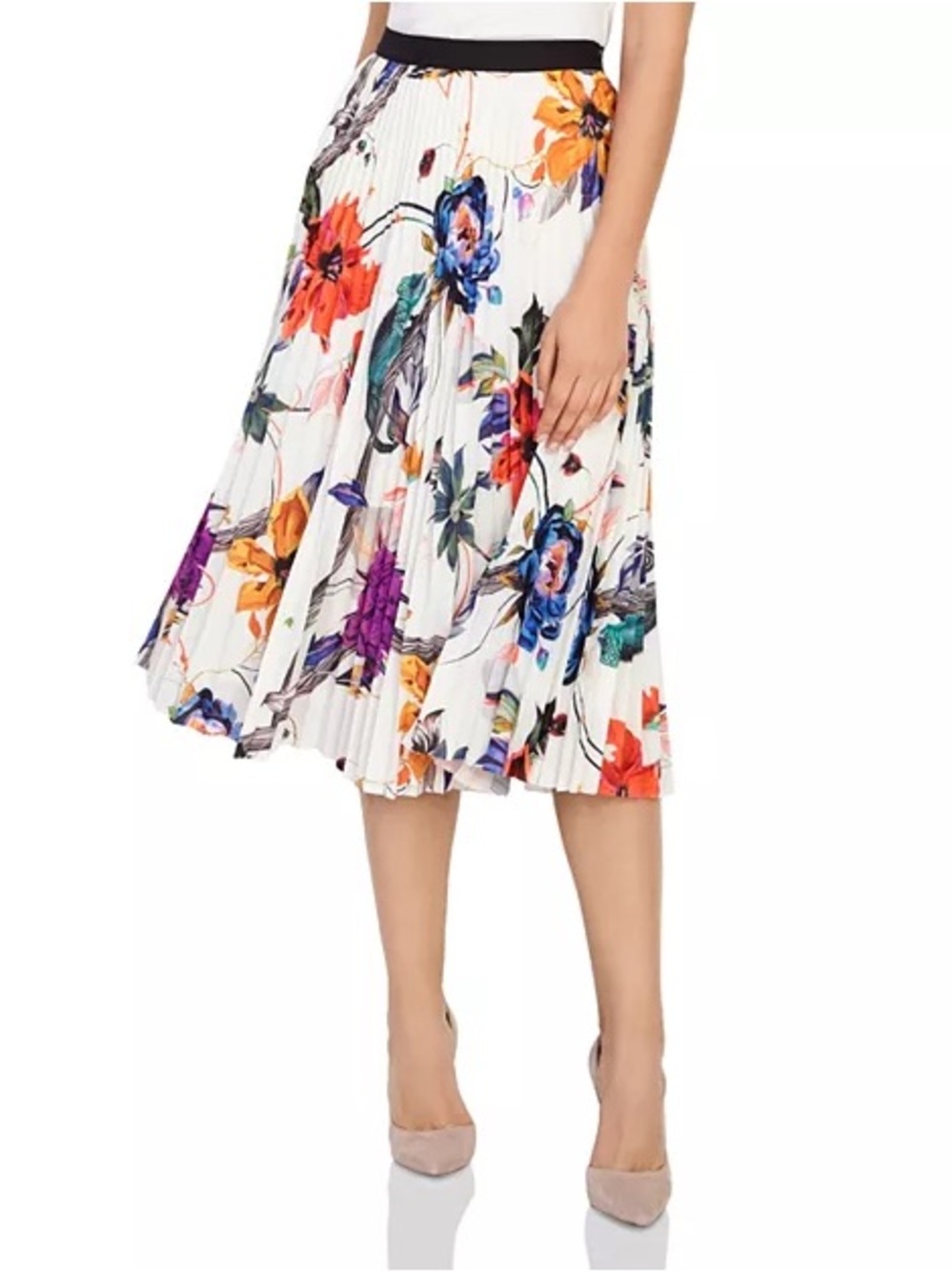Reiss Mya Iguana Knife Pleated
Midi Skirt. Size 6. Ivory. - Picture 10 of 14